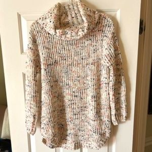 Jessica Simpson women's tunic cable knit cowl neck sweater